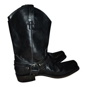 Liberty Black Men's James Distressed Leather Harness Moto Biker Boots 10